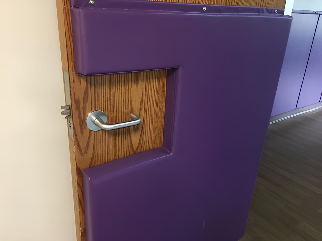 CUSTOM WOOD BACKED GYM WALL PADDING PANELS 2' X 4'