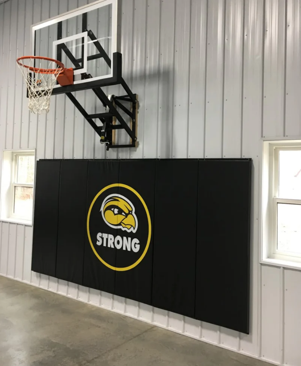 CUSTOM WOOD BACKED GYM WALL PADDING PANELS 2' X 8'