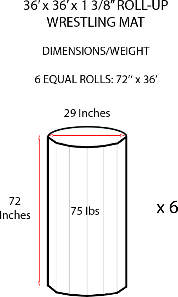 36' x 36' x 1 3/8" ROLL-UP WRESTLING MAT