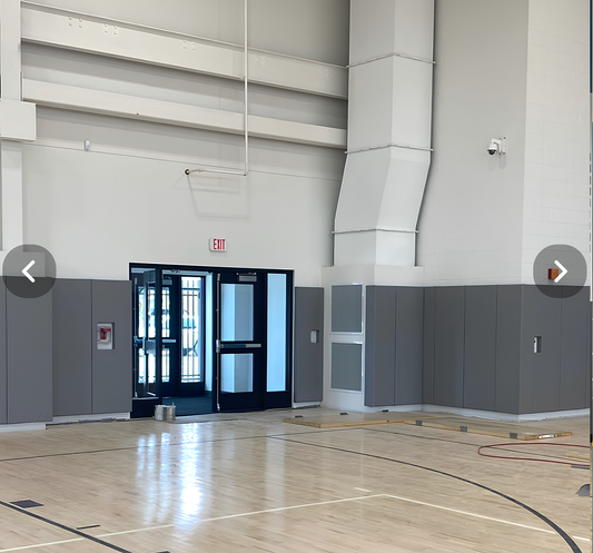 CUSTOM WOOD BACKED GYM WALL PADDING PANELS 2' X 6'