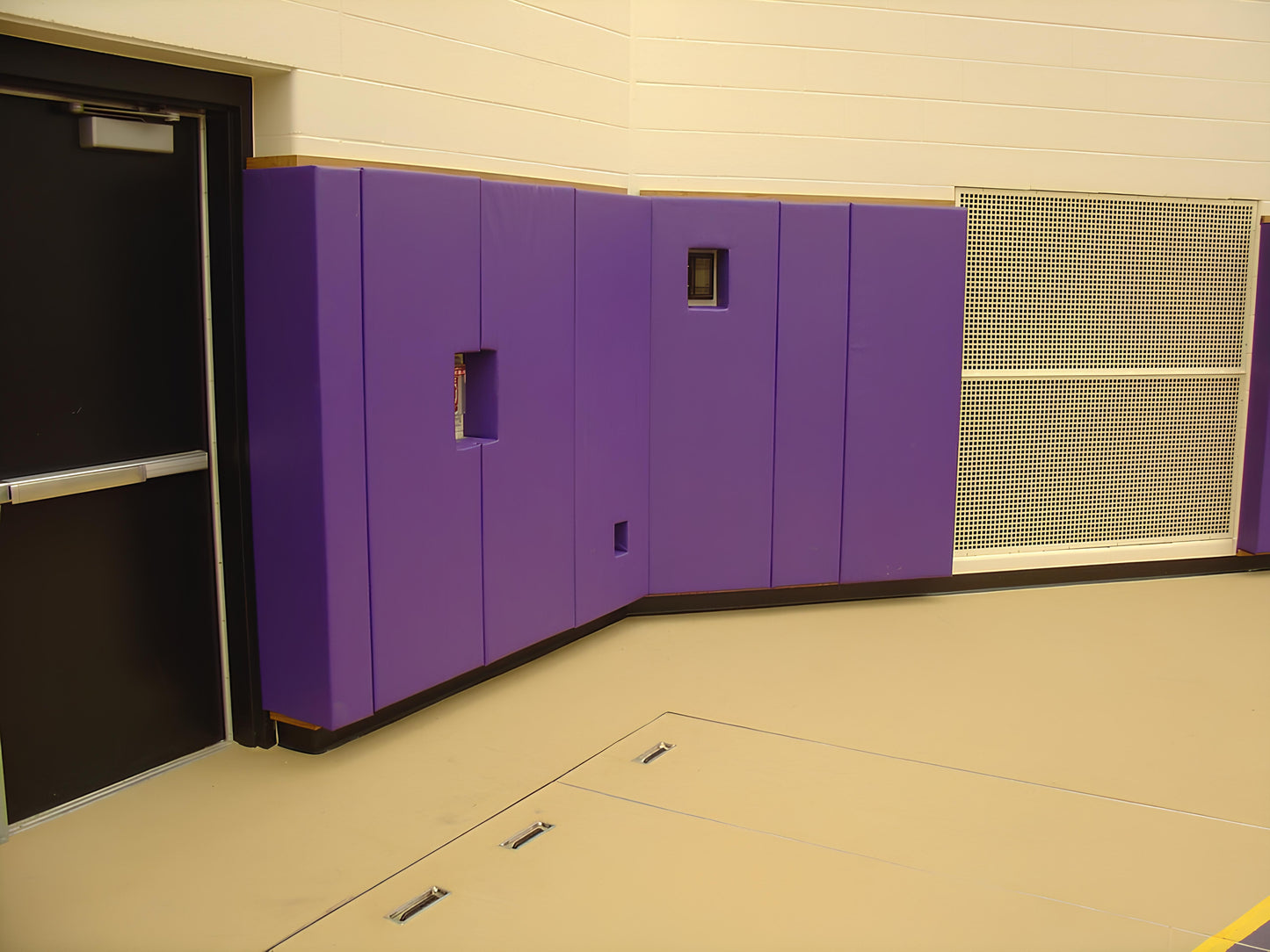 CUSTOM WOOD BACKED GYM WALL PADDING PANELS 2' X 6'
