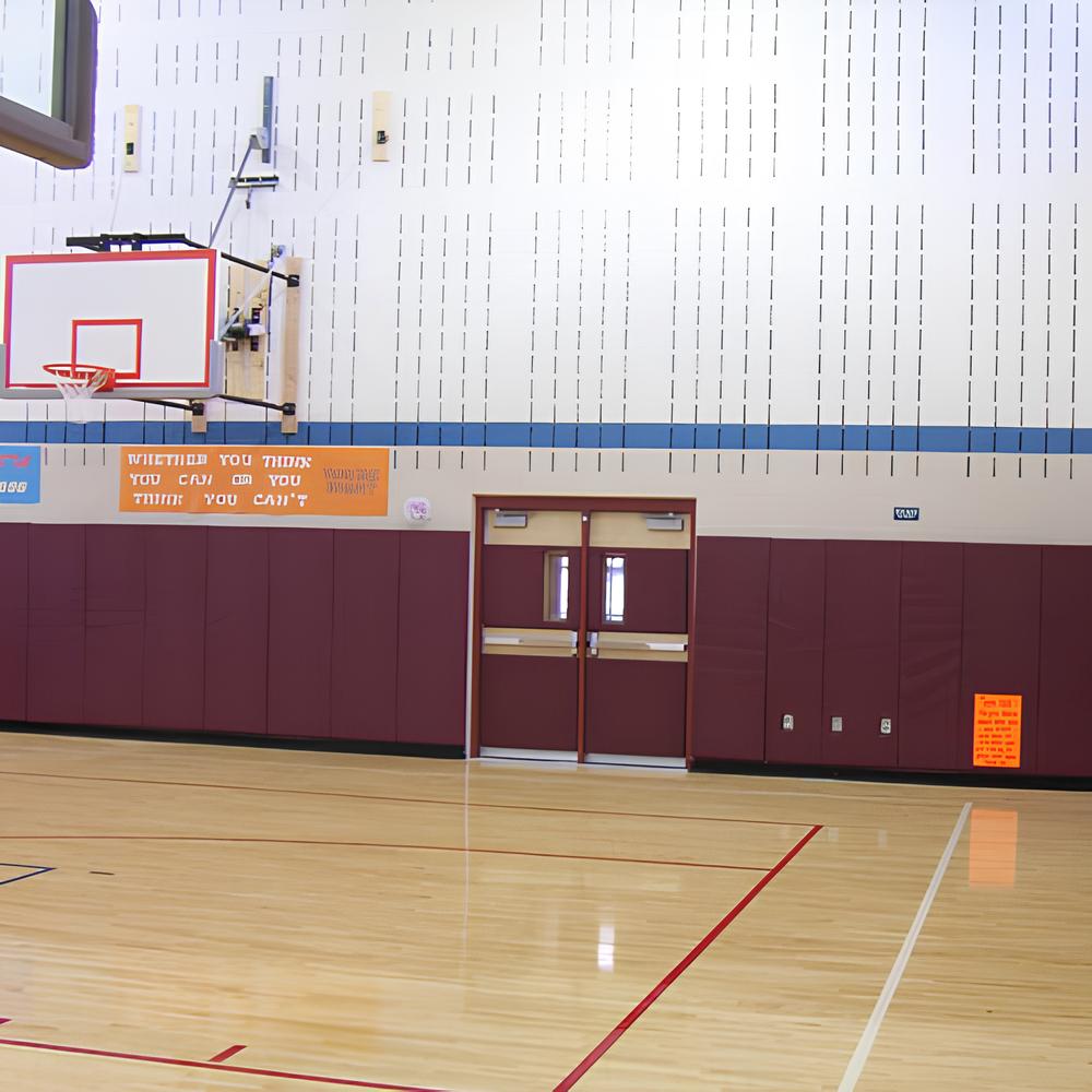 CUSTOM WOOD BACKED GYM WALL PADDING PANELS 2' X 6'