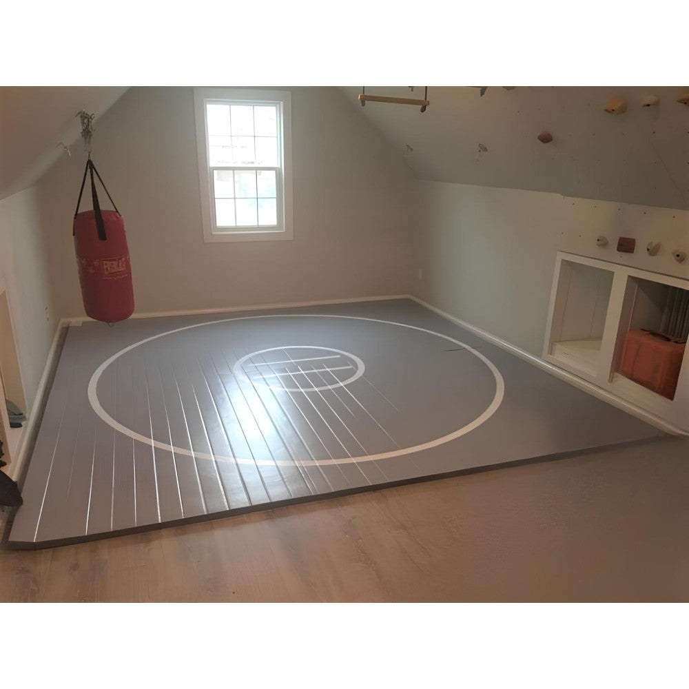 Gray Wrestling Mat in Training Facility